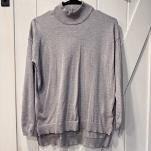 Joan Vass Light Gray Turtleneck Sweater with Zipper closure ~ Size L